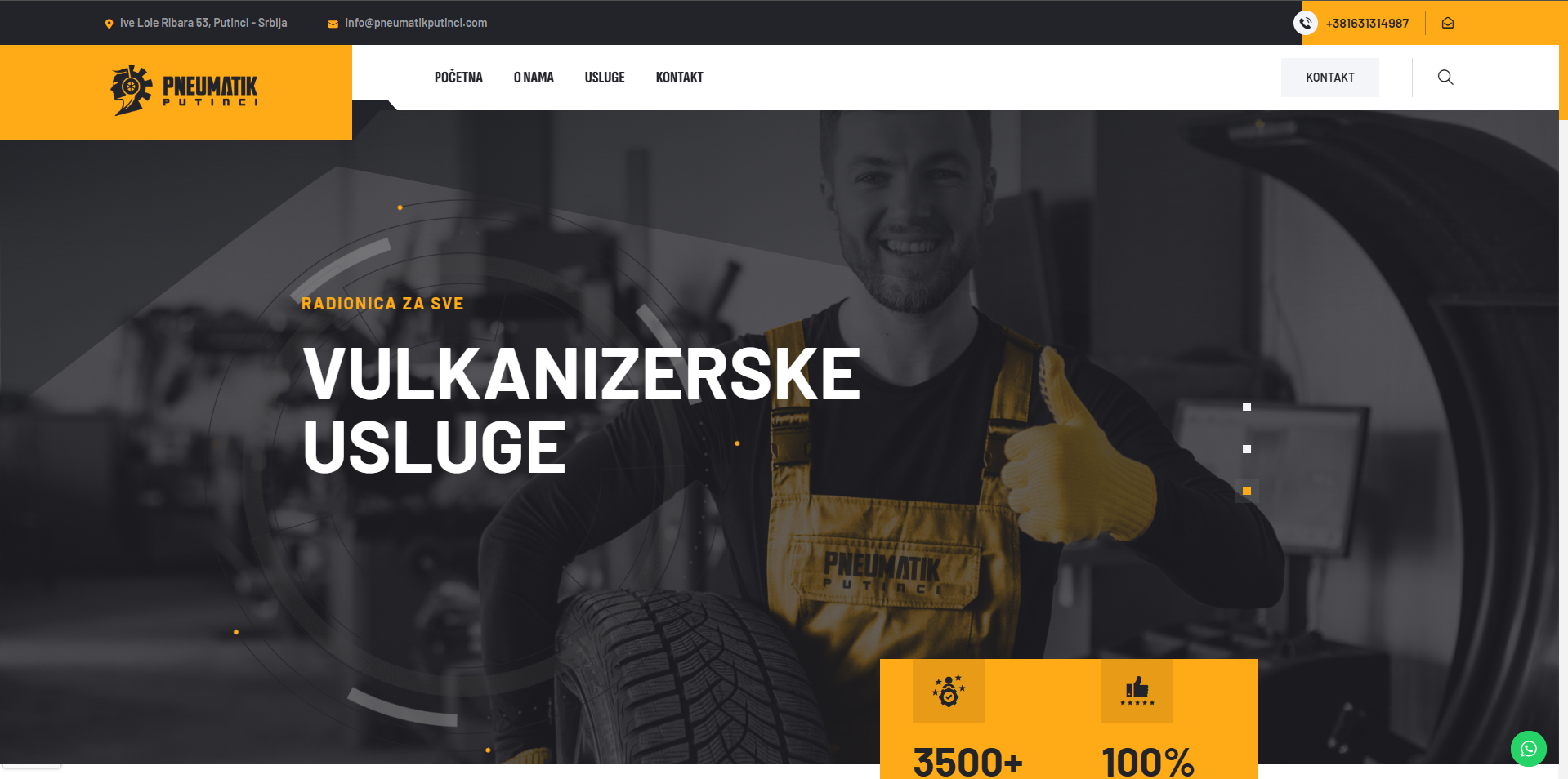 Pneumatik Putinci — Moderni web sajt za auto servise